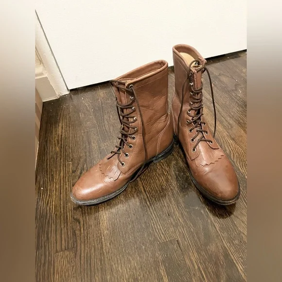 Vintage Justin’s leather lace-up boots size 8 women - Picture 5 of 11